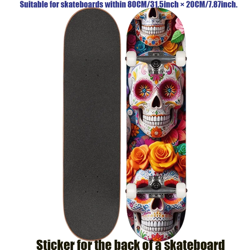 

1 плоская ретро-наклейка для скейтборда с изображением «Изысканного расписного черепа», подходит для двухскатных самокатов, портативных складных городских велосипедов.