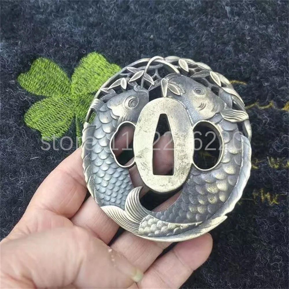 Exquisite Koi Fish Copper Brass Tsuba Handguard Guard For Japanese Japan Samurai Katana Sword Fittings Accessory Parts Nice