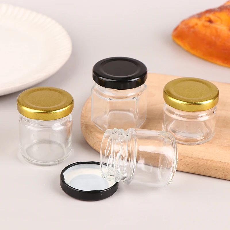 2Pcs Mini Glass Honey Pot Set Small Storage Bottle With Lid Suitable For Gifts Weddings Parties Honey Jar