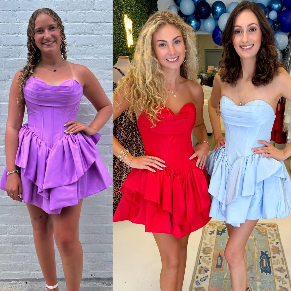 

Lilac Cocktail Party Dress Corset Bodice Tiered Fuchsia Short Sweet 16 Semi Formal Hoco Graduation Gown Pageant Interview Dance