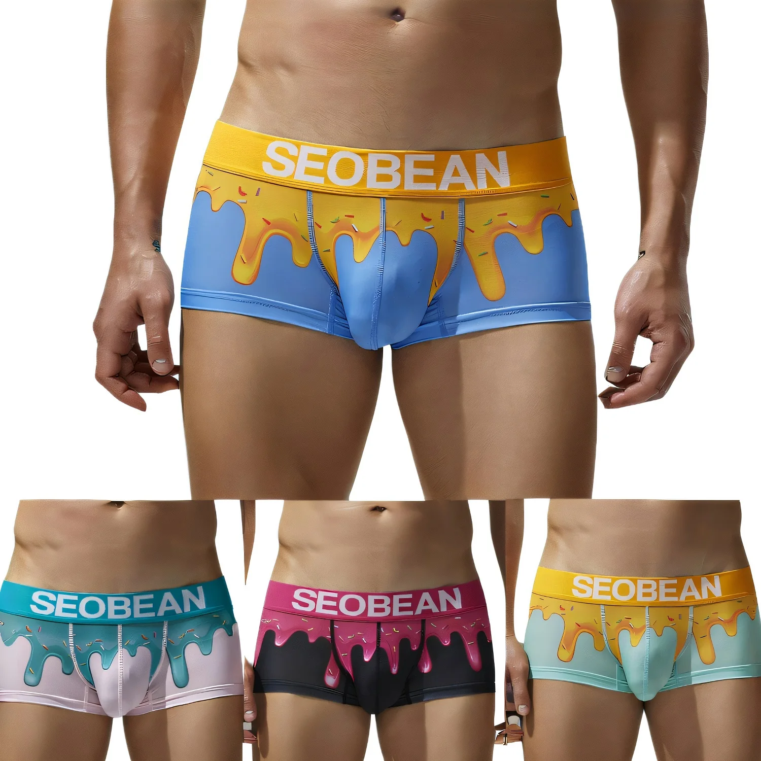 

SEOBEAN 2025 New Men's Boxer Brief Underwear Comfortable polyester Boxer Shorts for Men