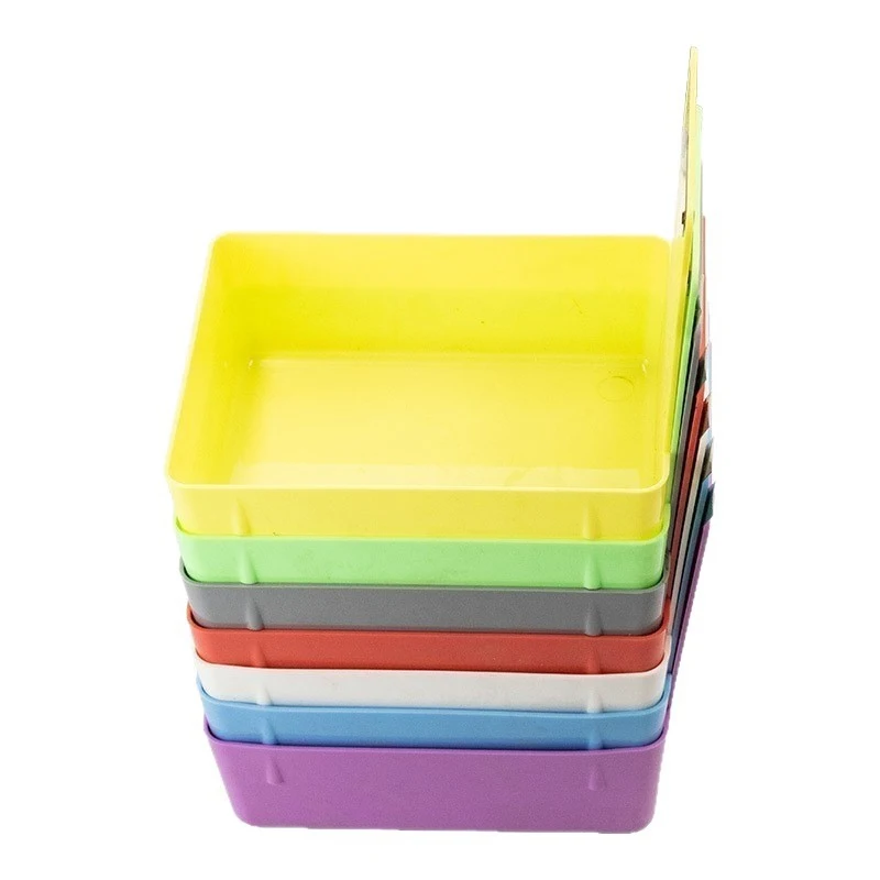 

7pcs Dental Lab Work Pans Colourful ABS Plastic Work Tray Box Durable Storage Case With Metal Clip Holder for Dental Laboratory