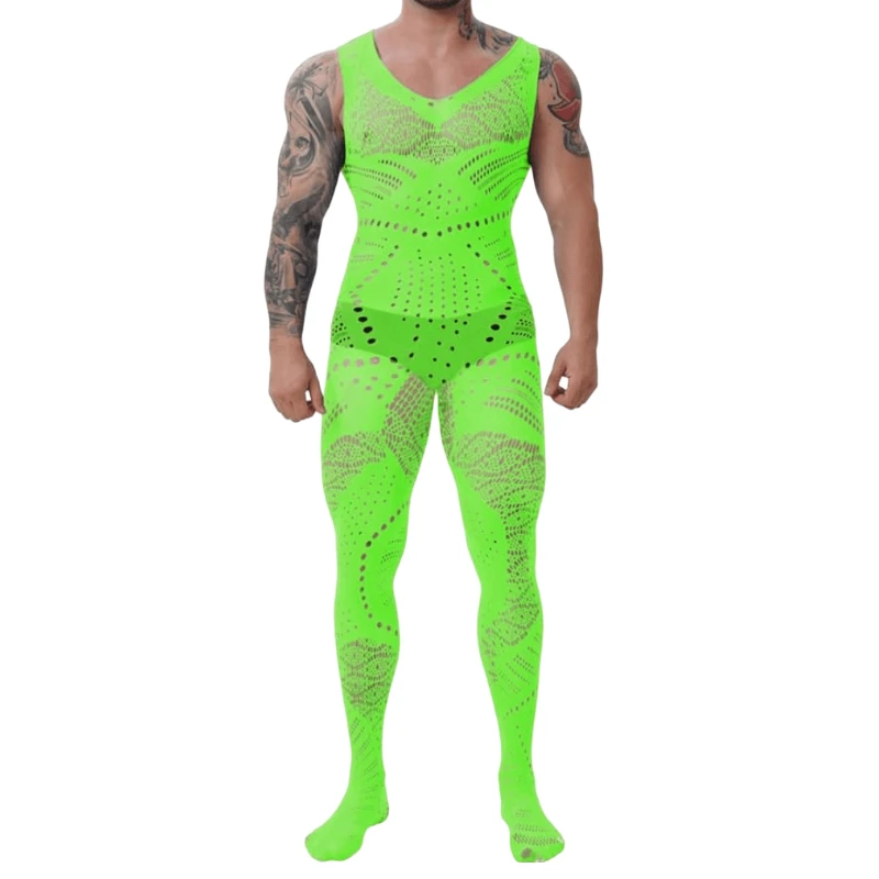 Uomini Maglia Lingerie Regalo Per Lui Calze per il corpo A rete Tuta data Tuta Rave Abiti Party Club wear sexy lenceria hombres