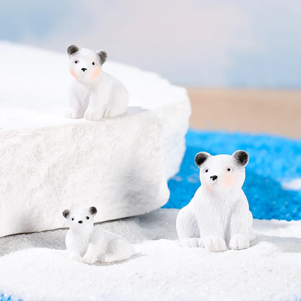 

12 Pcs Polar Bear Ornaments The Animal Miniature Adorn Resin Figurines Accessories