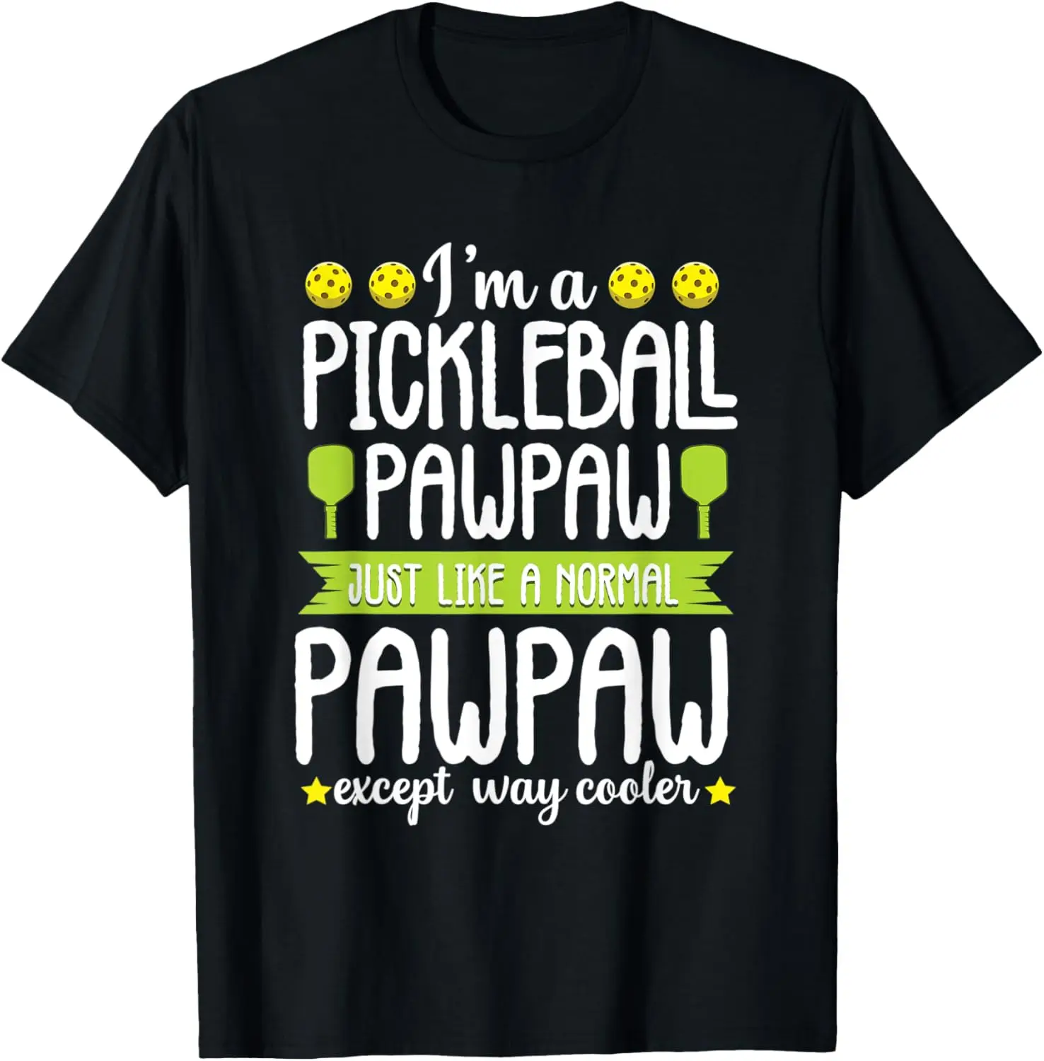 

Забавная подарочная футболка PawPaw Pickleball Grandpa Dad с веслом и мячом