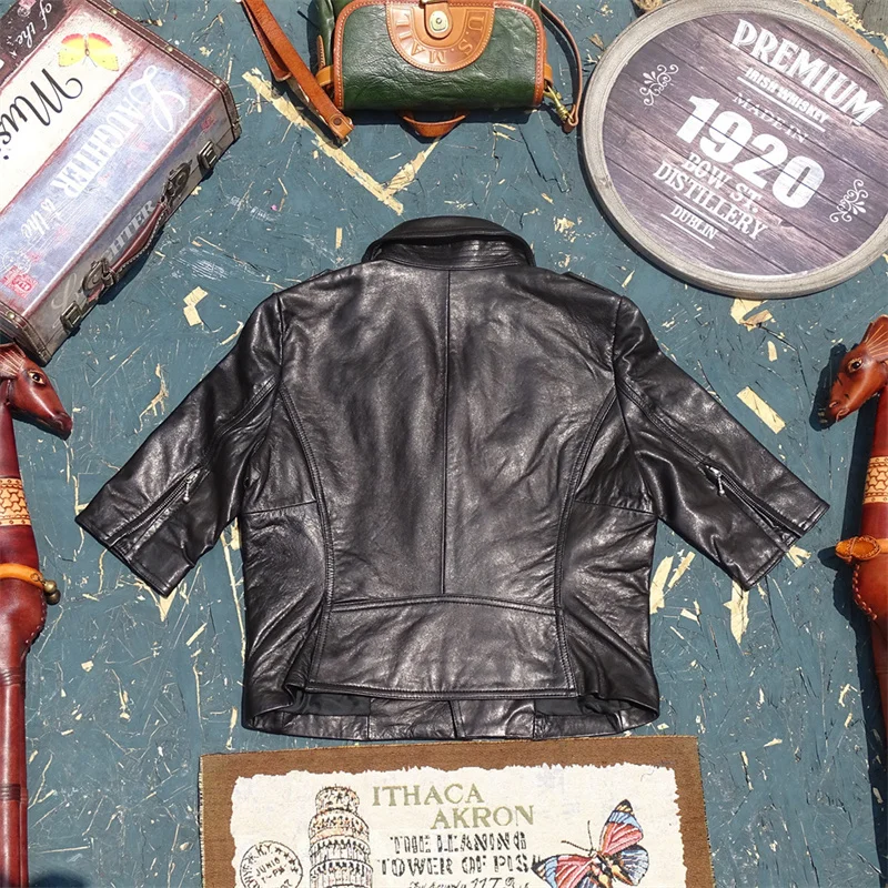 Leggero ort-Sve Moto Sle Vera Pelle Jaet Dolce Sle Slim Fit Cappotto ort da donna f Tannery eepskin