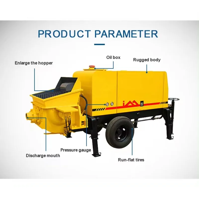 High Efficiency Hydraulic Cylinder Diesel Engine Stationary Concrete Pump Mixer and Pump Machine on Sale