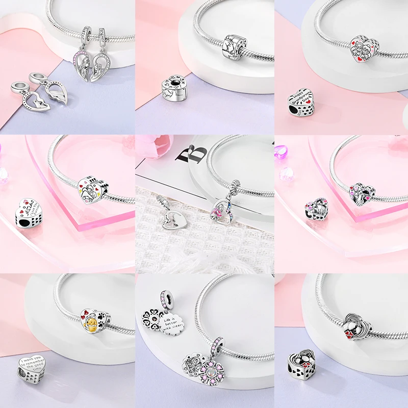2026 Neuer 925 Sterling Silber Schleifen-Charm Herz Keltischer Knoten Perlen-Anhänger Passend für Europäische Armbänder DIY Damen Schmuck Geschenk – Detail 5