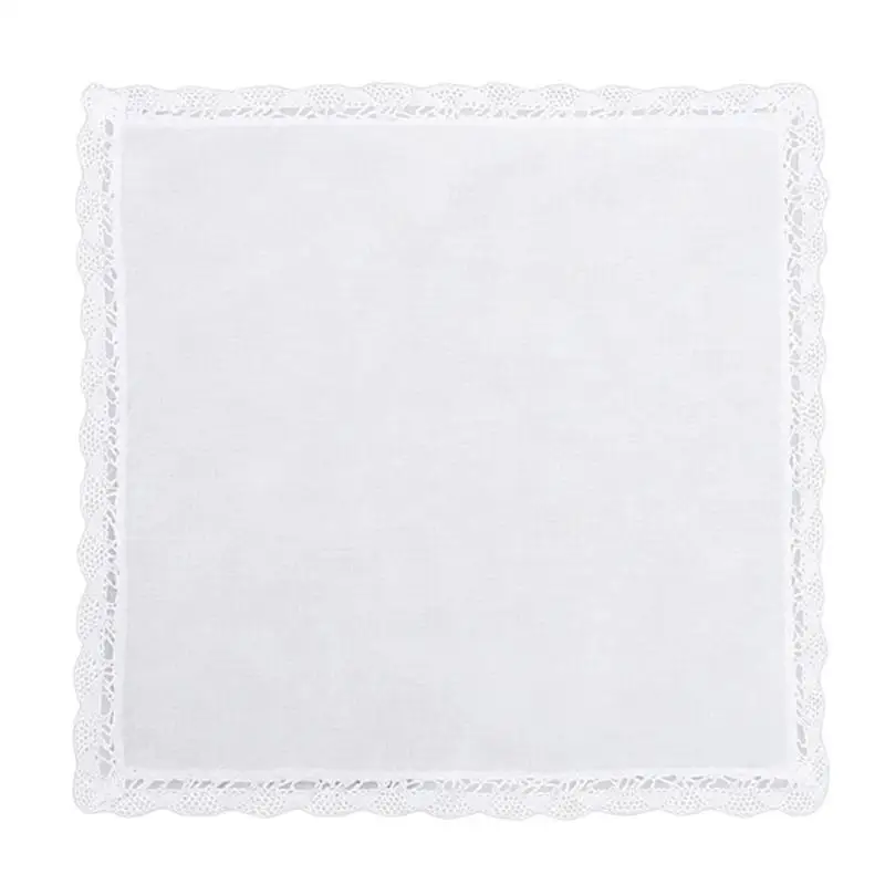 Handkerchiefs for Women White Handkerchief Cotton Ladies Hankies with Lace Edges for Wedding Party Functional Accessory