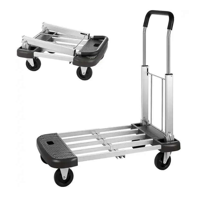 

Platform Cart Foldable Push Cart Aluminum Adjustable Length Dolly Cart Platform Truck Luggage Folding Mini Dumper Trolley