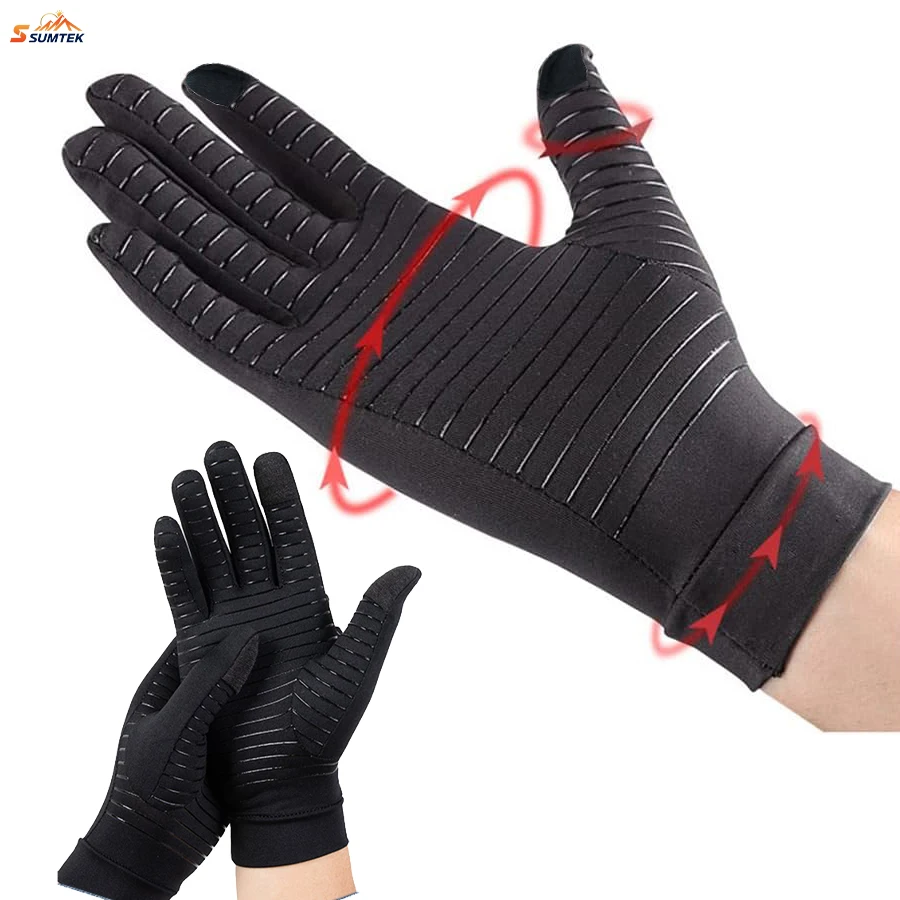 1/2 Pairs  Copper Compression Gloves with Touchscreen Capability Breathable,Non-Slip Grip for Work & Leisure,Washable & Reusable