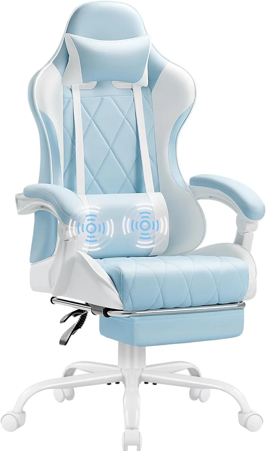 

Gaming Chair, Computer Chair With Footrest And Massage Lumbar Support, Swivel Seat Height Adjustable Video Game Chair With