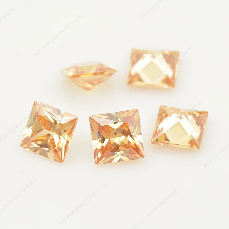 Cubic Zirconia Stone 2x2~14x14mm AAAAA Multicolor Square Shape Princess Cut Loose CZ Stones Synthetic Gems Beads For Jewelry