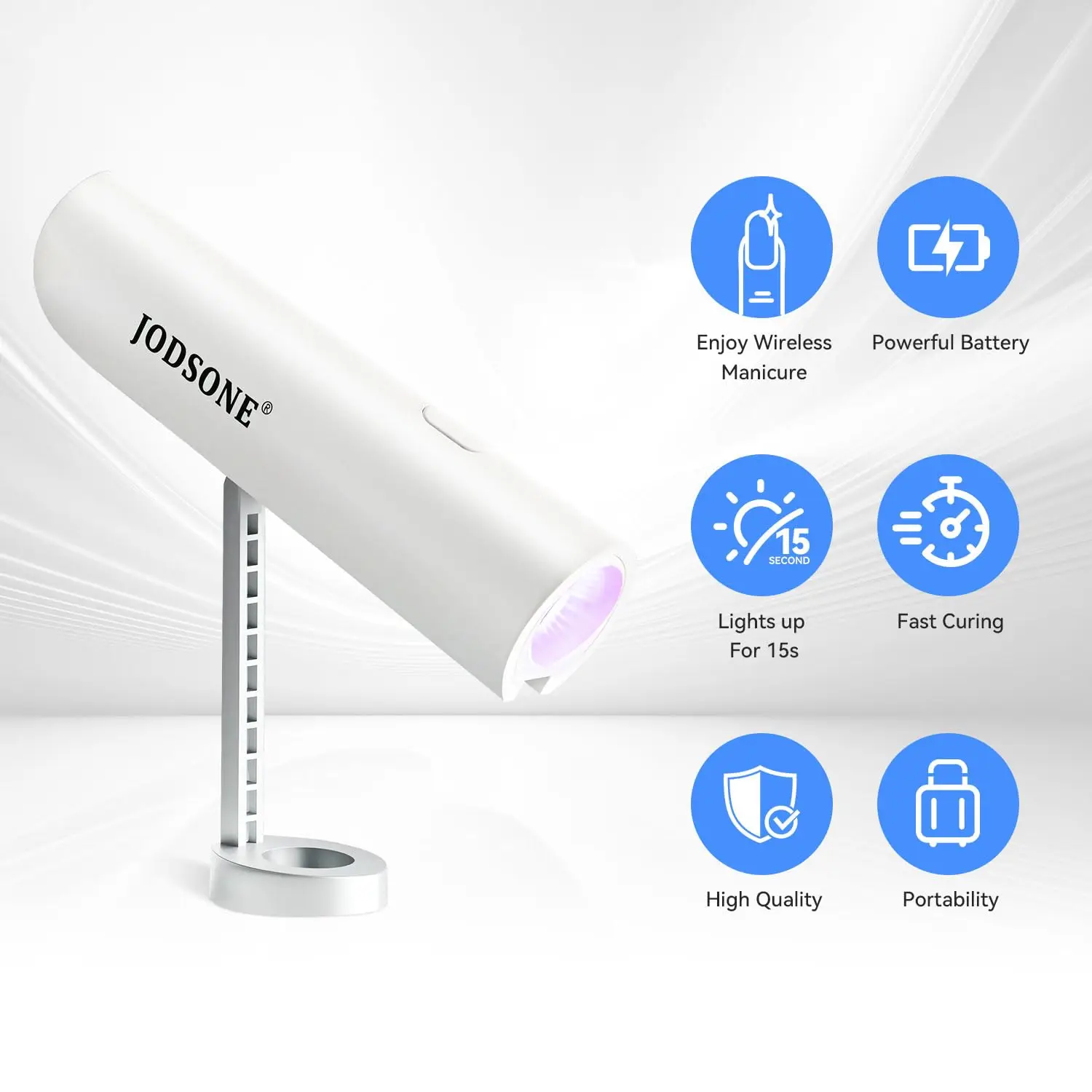 مصباح U V محمول مع حامل، مصباح أظافر صغير الحجم قابل لإعادة الشحن عبر USB لصالونات الأظافر المنزلية، أبيض #4