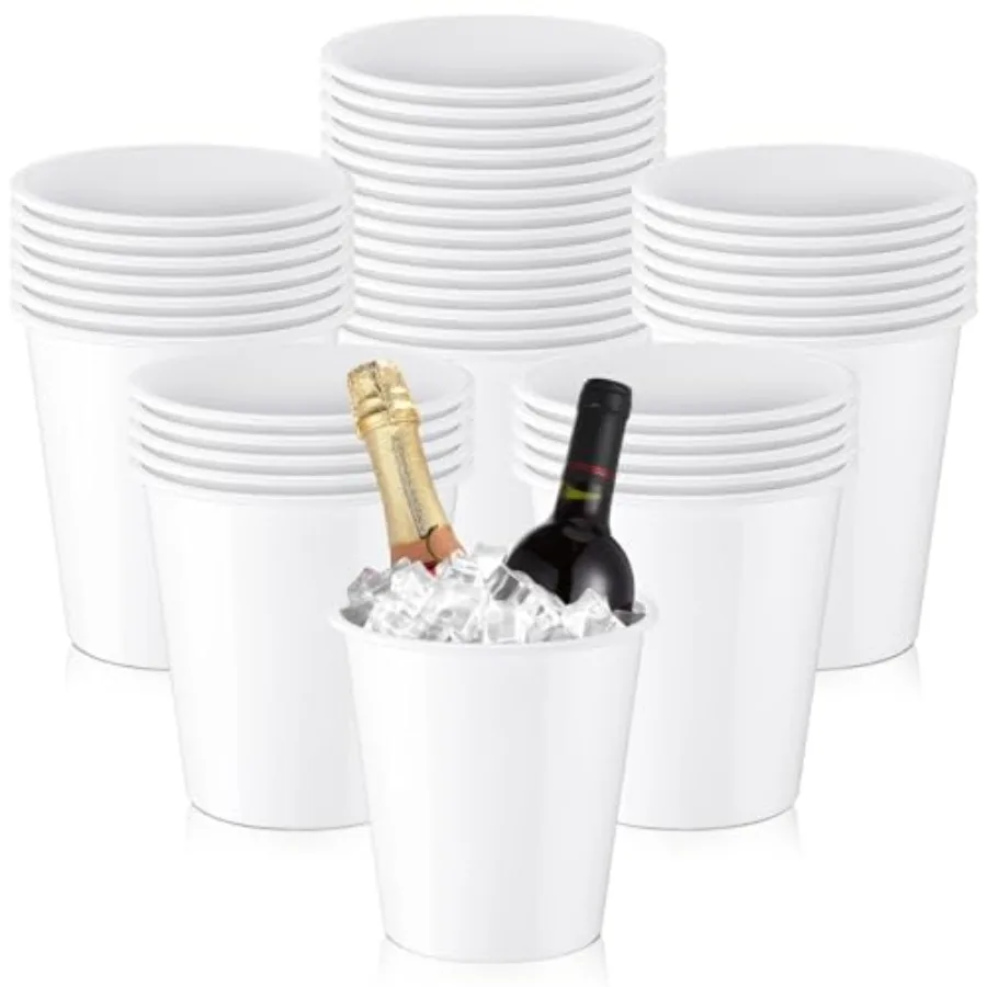 

48 Pcs Plastic Ice Buckets for Parties 3 Liters Wine Bucket Portable Ice Holder Disposable Wine Cooler for Party Wedding Party B