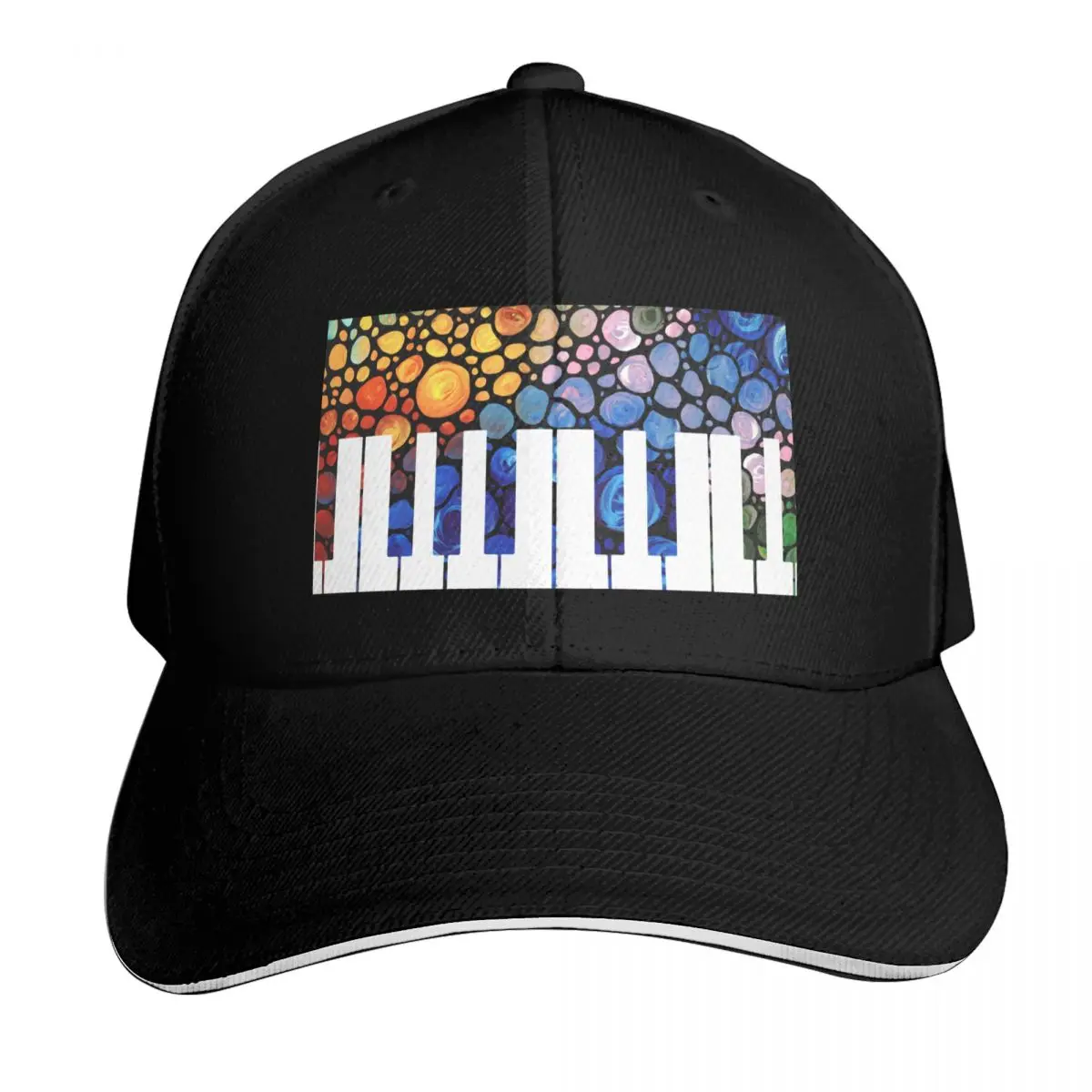 Mosaic Music Colorful Piano Art by Sharon Cummings Baseball Cap Men Women Casual Summer Sport Sun Cap