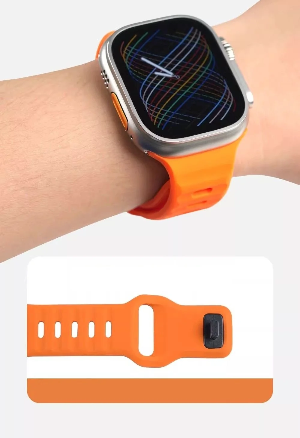 

Compatible with iWatch strap 38mm 40mm 41mm 42mm 44mm 45mm 49mm rubber breathable silicone fashionable strap