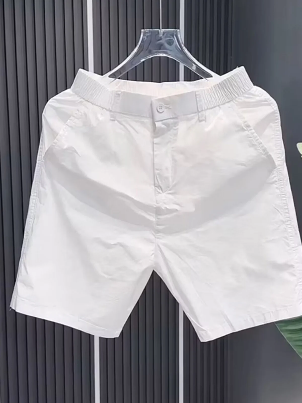 

Мужские повседневные шорты: летние, тонкие, новые, модные, брендовые, чисто белые, высококачественные, простые, спортивные, укороченные (до колена)