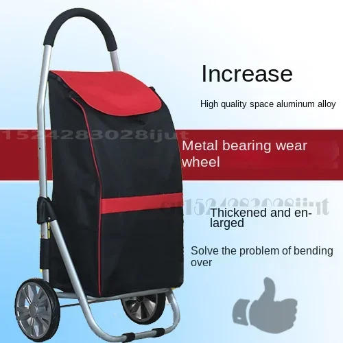 Space Aluminum Shopping Cart, Multifunctional Grocery Trolley, Portable Large-Capacity Foldable Cart, Strong Load-Bearing