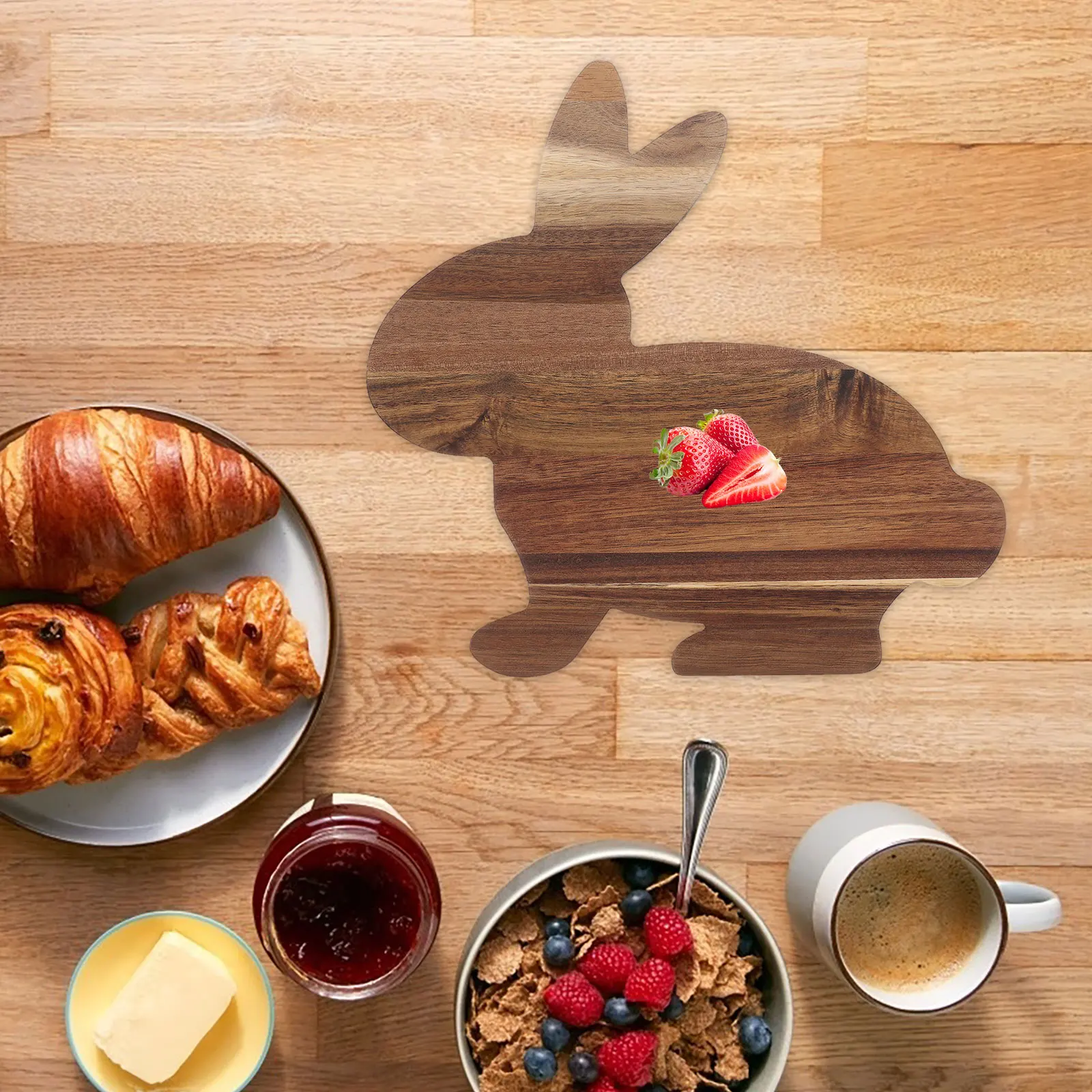 

Creative Bunny Shaped Wooden Cutting Board Animal Design Serving Board Kitchen Essentials Fruit Tray