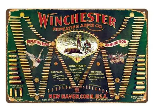 house bar ideas winchester double w cartridge board unknown metal tin sign