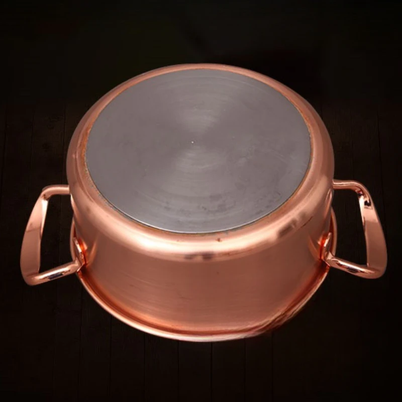 Single-Serve Copper Shabu Pot for Induction Traditional Beijing Style Hotpot with Split-Flavor Multi-Layer Heating Base