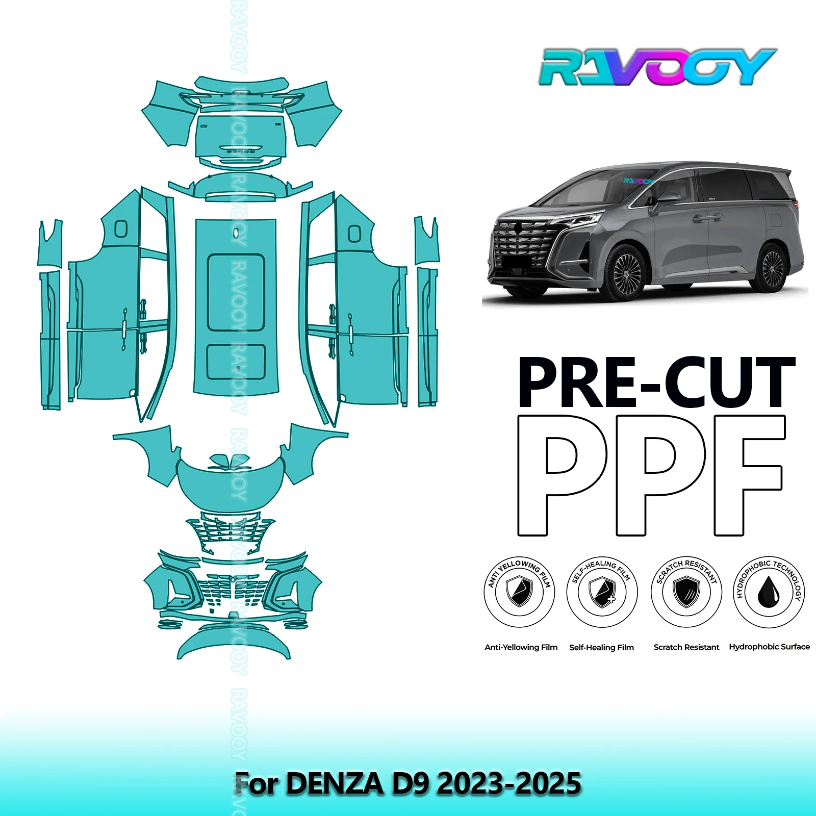 

Full Vehicle Clear Bra Precut PPF Paint Protection Film For DENZA D9 2023-2025