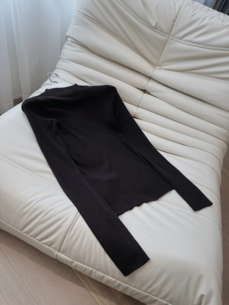 

Ele Fit Knitted Wool Sweater f High Collar Base Layer Versatile Early Spring Comfortable Outerwear Suitable Top irt