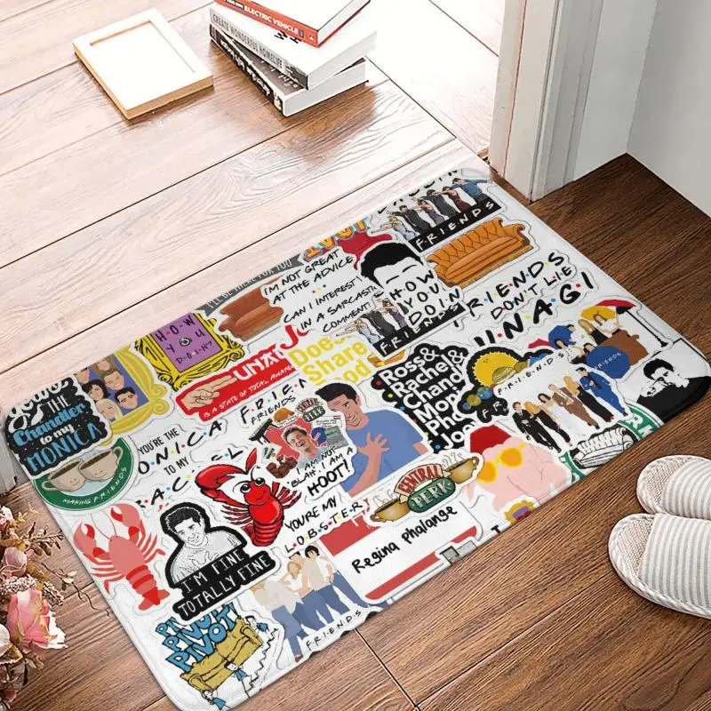 Custom Funny TV Show Friends Collage Doormat Anti-Slip Kitchen Bathroom Mat Living Room Door Floor Entrance Carpet Rug