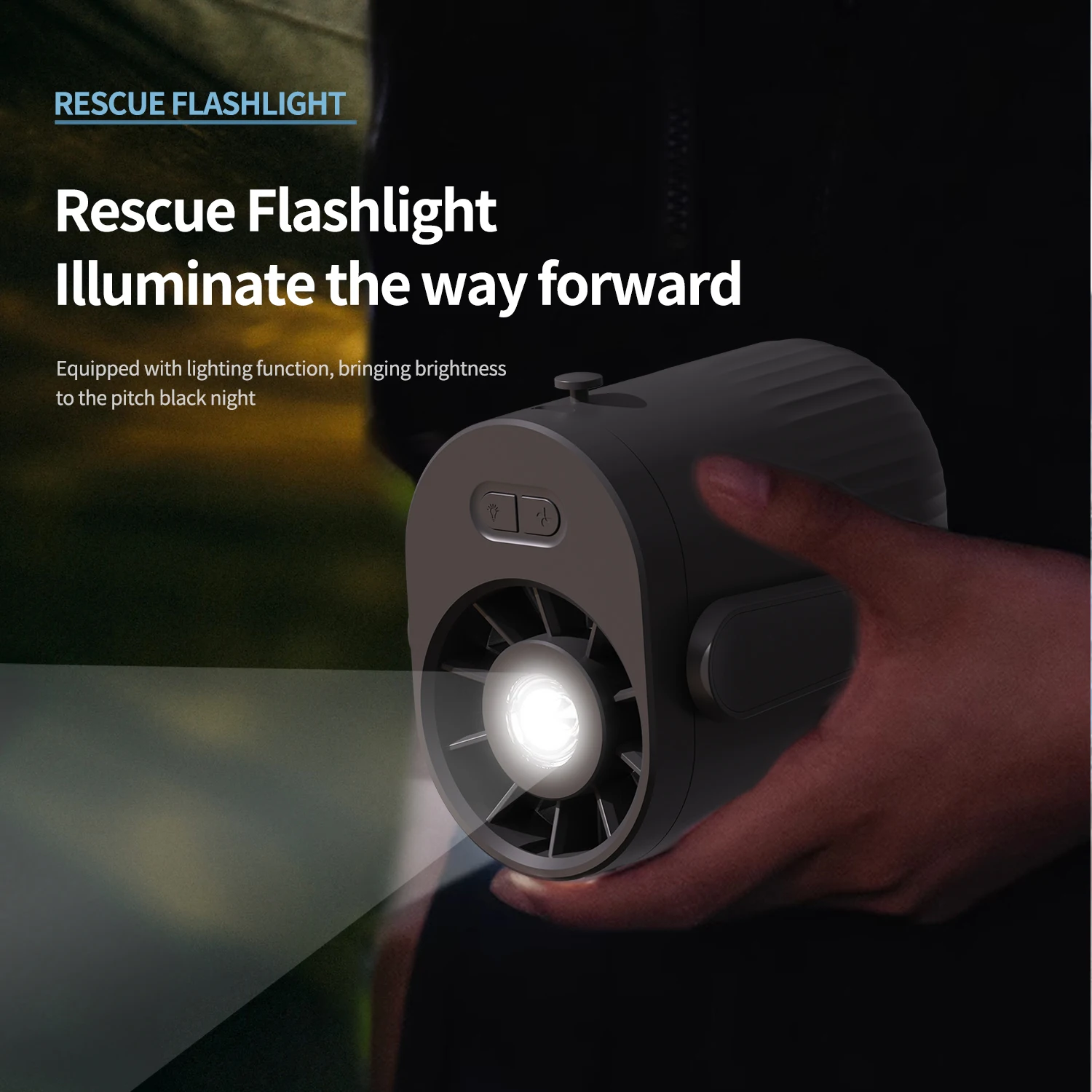 مشبك مروحة خصر محمول على الحزام، مروحة شخصية، 3 سرعات قابلة لإعادة الشحن، مصباح يدوي، مروحة تبريد للتخييم، في الهواء الطلق