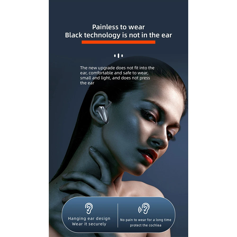 Single Wireless Bluetooth Headset Digital Display Air conduction Concept Right Ear Headphone Business Ear-mounted Earphones