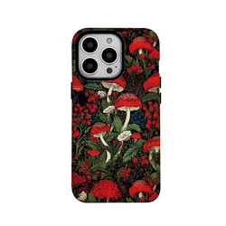 Ins Red Mushroom Art Style Phone Case for IPHONE 15PRO MAX 14 13 12 11 PRO Plus 15pro Acrylic TPU Two in One Mobile Phone Cases