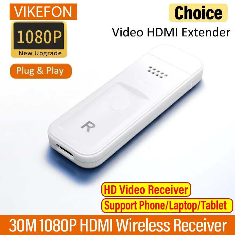 30M 1080P HDMI Wireless Extender Screen Mirroring Device HD Video Receiver Support Phone/Laptop/Tablet To TV/Monitor/Projector