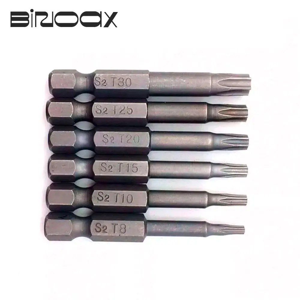 Binoax 6 pcs 50mm Magnetic Torx Screwdriver Bits 1/4