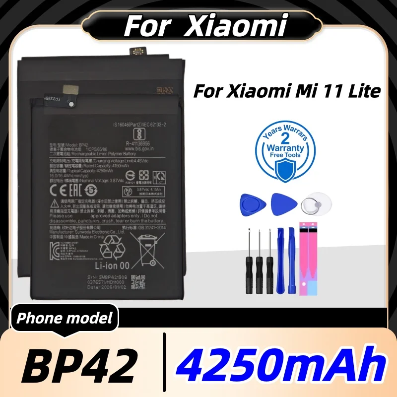 

High Quality BP42 Battery 4520mAh For Xiaomi Mi 11 Lite/Mi 11 Lite 5G NE/2109119DG Phone Batteries+Free Tools