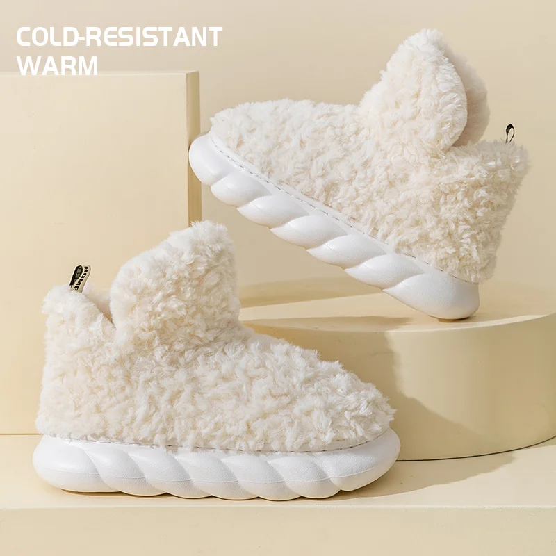 Cotton slippers for women's autumn and winter home use, new indoor plush bags with warm heels for external wear