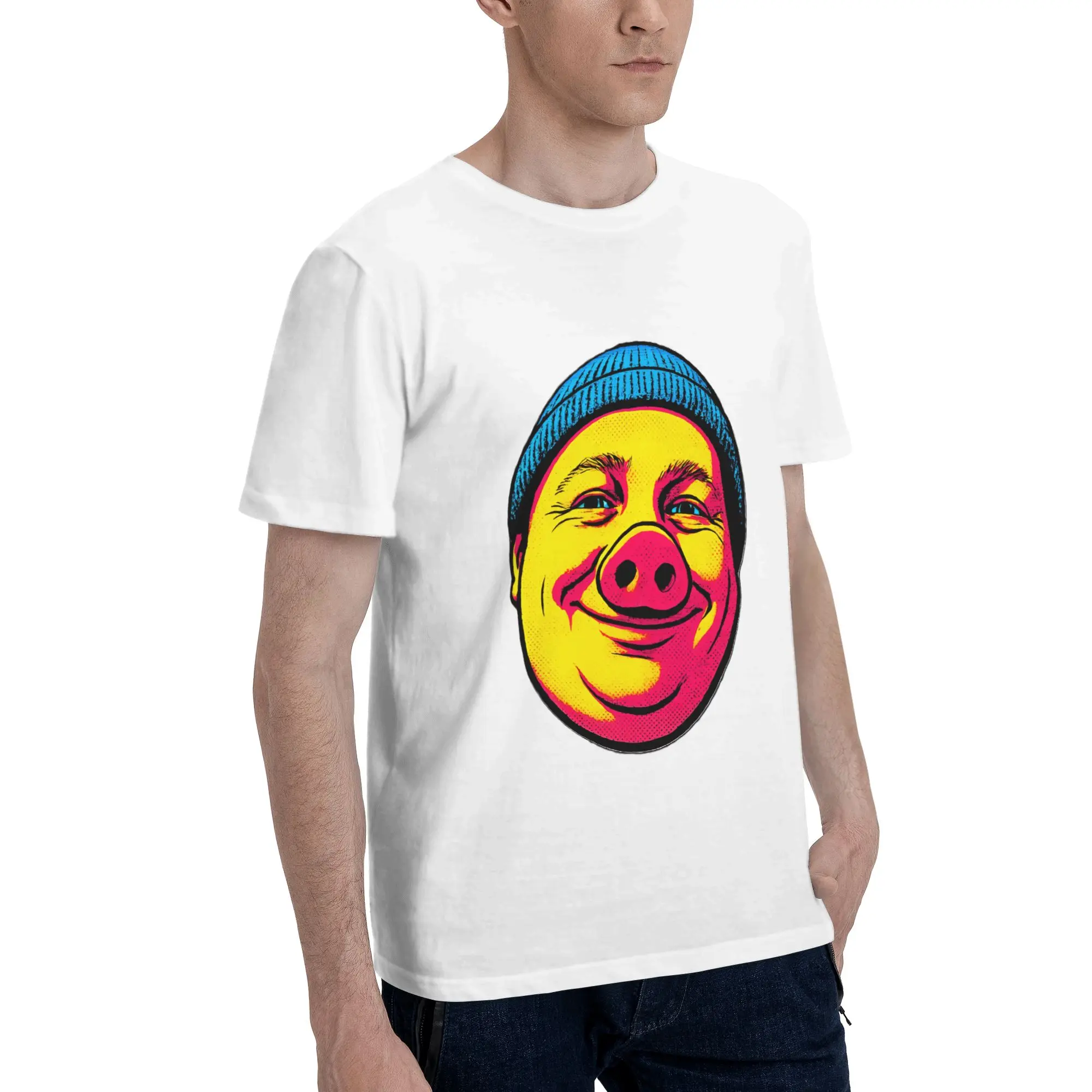 Custom Male John pork is calling T Shirts Short Sleeve Cotton Tshirts Classic T-shirt Leisure Funny Pig Tees Slim Fit Clothes