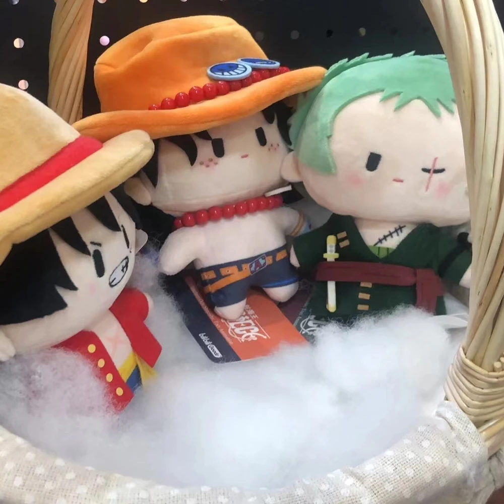 15cm One Piece Ace Luffy Zoro Back To School Anime Short Plush Toy Soft Stuffed Doll Birthday For Collection Model Girls Gifts