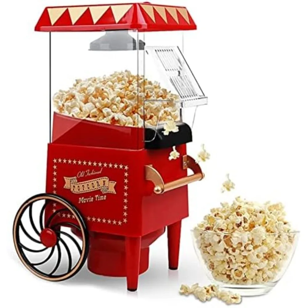 Máquina de pipoca elétrica, Vintage Tabletop Popcorn Popper, lanche saudável e rápido para festa em casa, Natal e Movie Nights