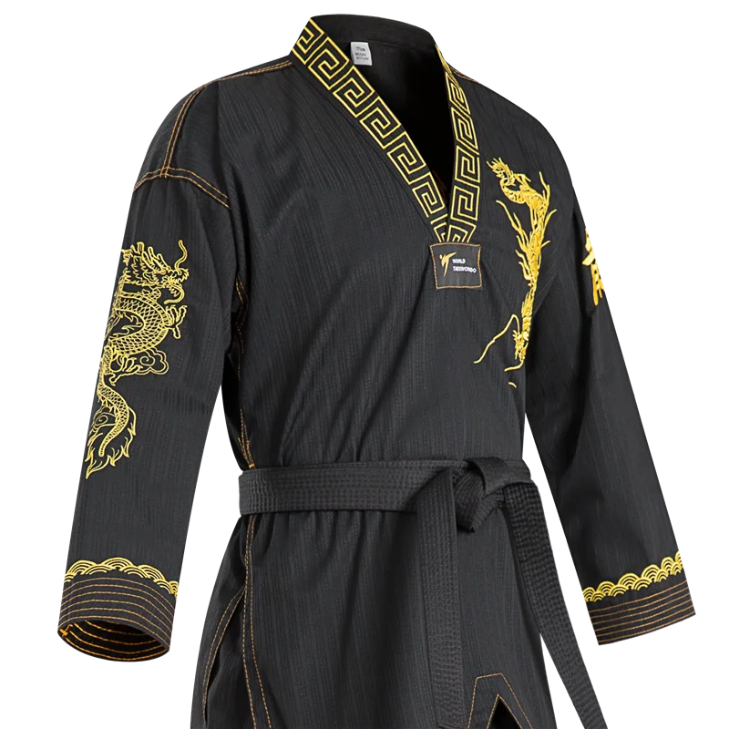 Tae Kwon Do Taekwondo Uniform Dobok sztuk walki z dekoltem w serek szkolna czarnej haftowanej zespołu pokazowego dla dzieci i dorosłych 2023