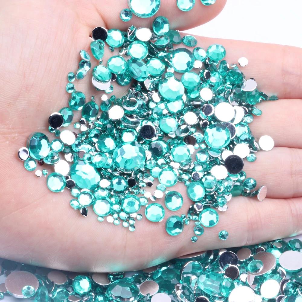 

10mm 1000pcs Acrylic Rhinestones Flatback Facets Round Glue On Stones DIY Craft Backpack Garment Accessories