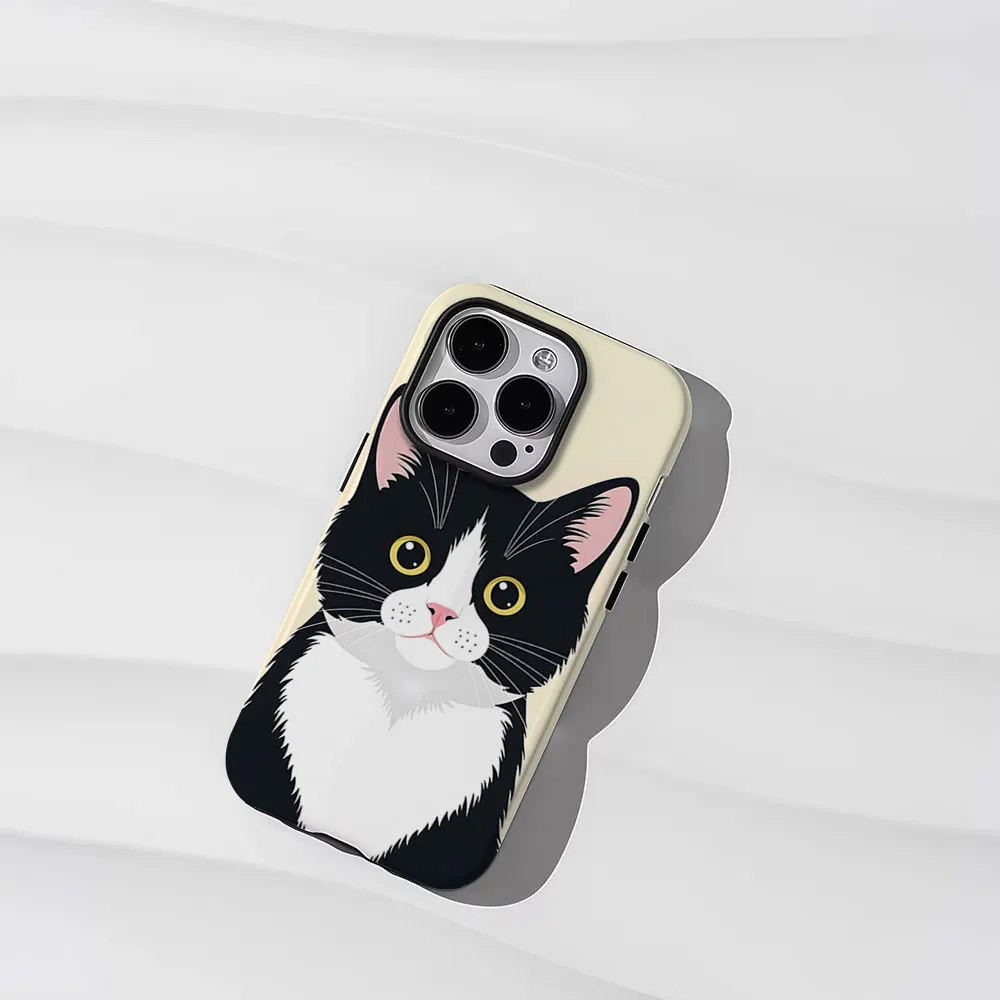 Tuxedo Cat Portrait Phone Case for iPhone 18 17 16 15 14 13 12 11 Air Pro Max Plus Double-layer Cover view 2