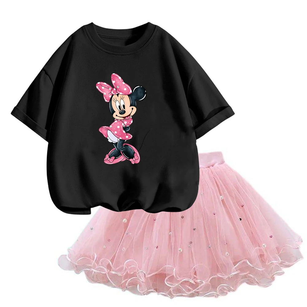 Girl Summer Fashion Wear Outfit Kids T-Shirt cute Mickey mouse Minnie Party Baby Costumes For Children Tulle Tutu Skirt Clothing