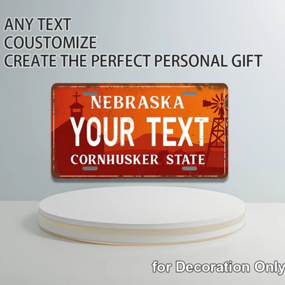 2D Flat 1pc Custom Nebraska Nameplate Decorative Use Only, Personalized State Sign Indoor Outdoor Home Wall Ornament