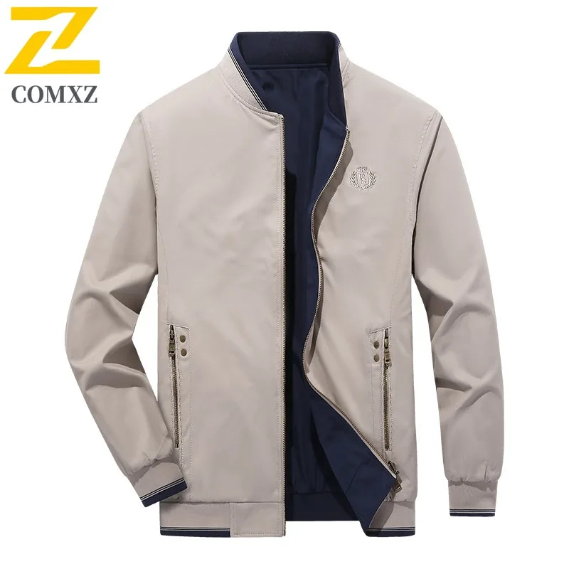 COMXZ New Premium Jacket 2025 Middle Age Casual Stand Collar Business Leisure Comfortable Outerwear High Quality Autumn Clothing