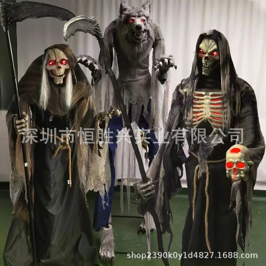 

Halloween werewolf electric ghost witch decoration sickle reaper infrared sensor voice-activated bar secret room prop