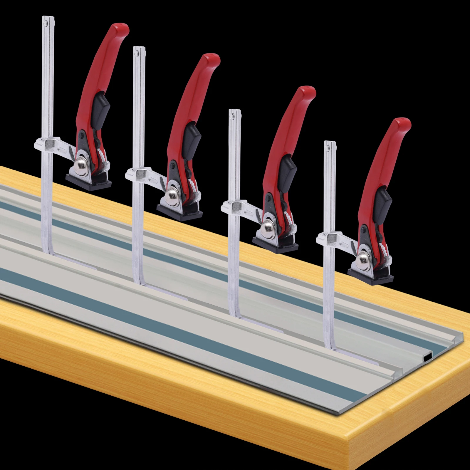 

2 направляющих для пилы, зажимы с храповым механизмом, гусеничная пила, настольная Т-образная направляющая с ЧПУ, 200x60 мм для склеивания, сварки, шлифовки, прецизионной резки,