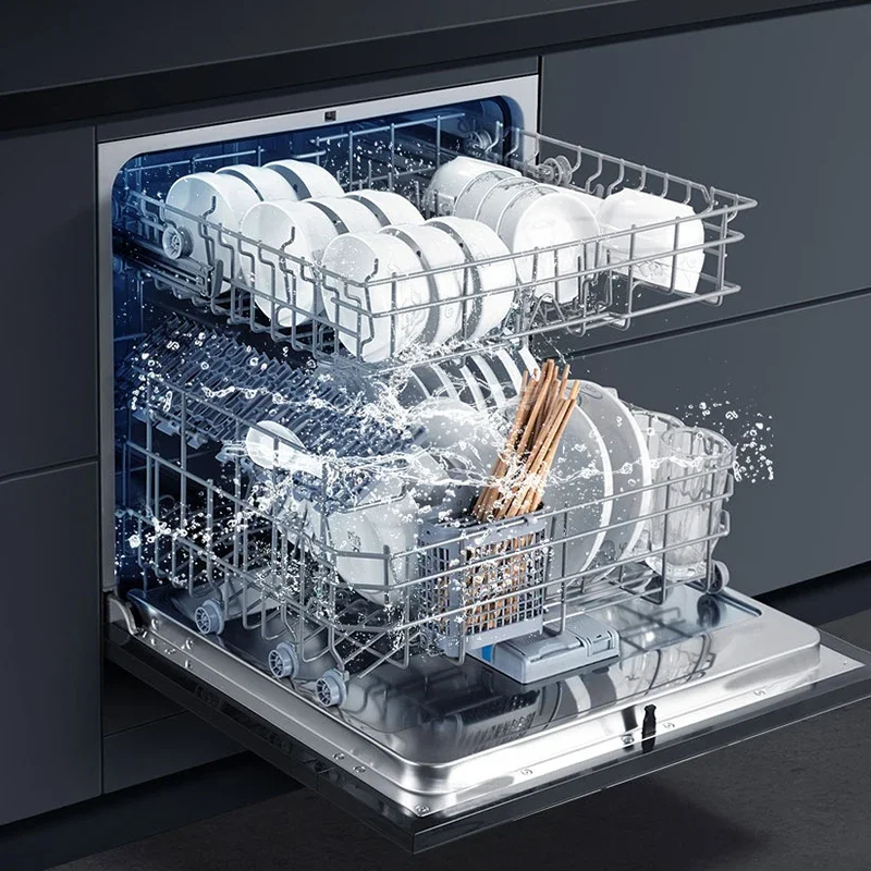 12 مجموعة من غسالات الأطباق المدمجة ذات سعة كبيرة من الفولاذ المقاوم للصدأ، تطهير تلقائي ذكي، غسالة أطباق لدرج التجفيف OEM