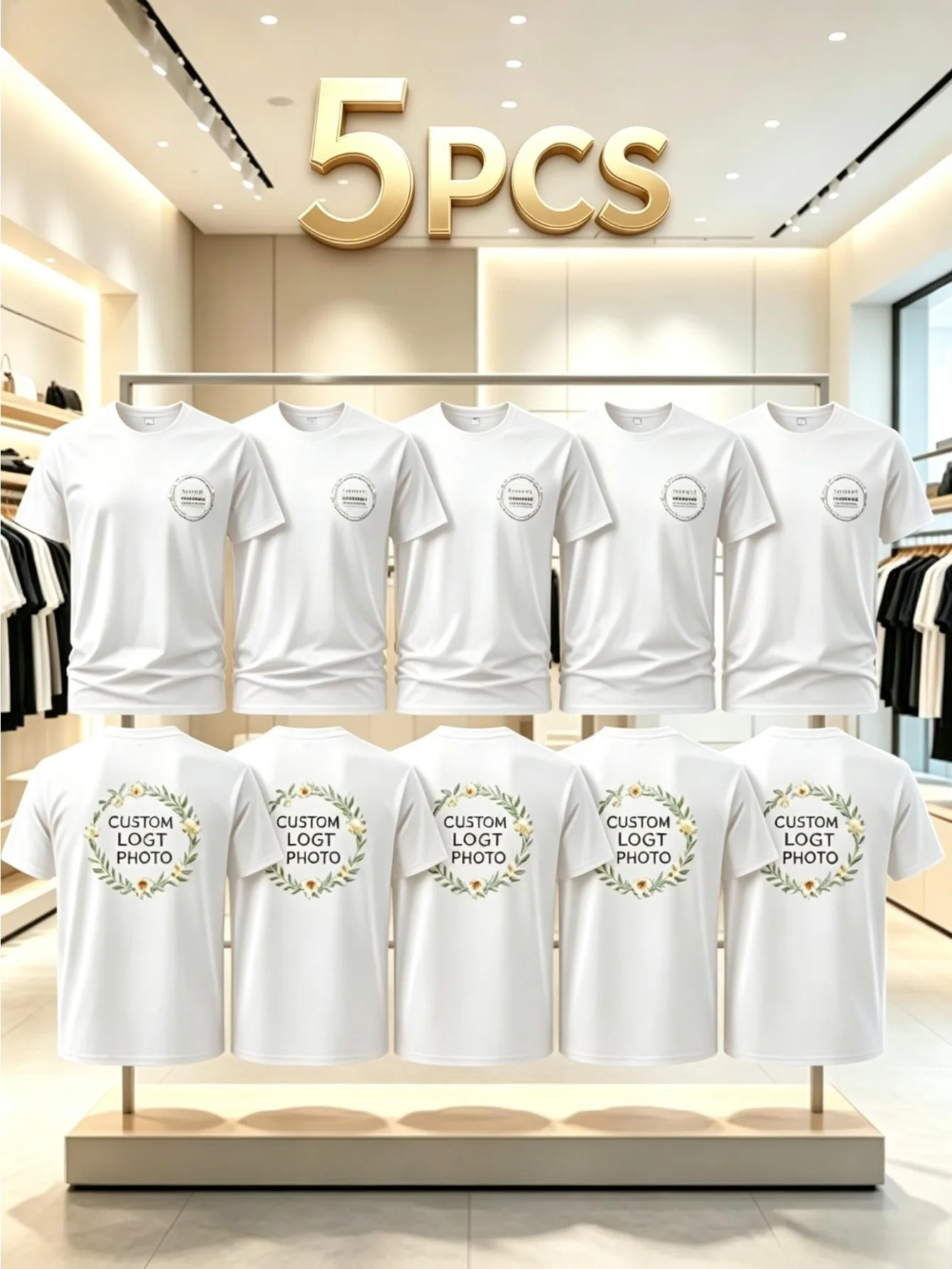 Corporate Team Building Custom T-Shirt 5pcs Set, Small Logo on Chest And Large Circle on Back, Custom Team Culture Shirts image 4
