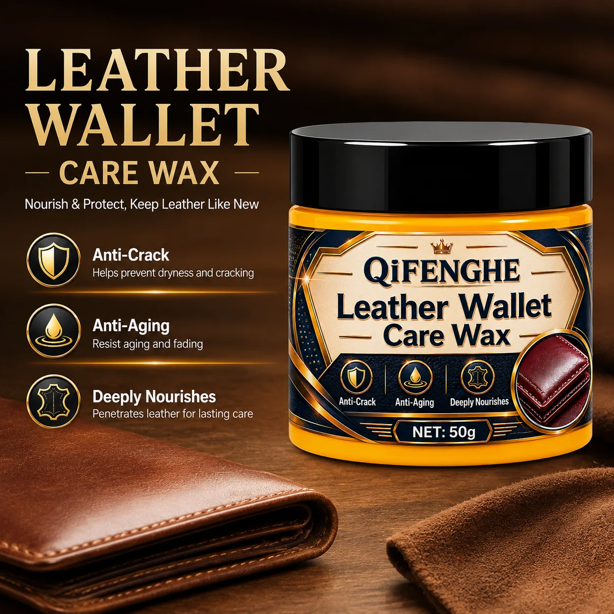 Anti-Aging Leather Conditioner for Wallets and Bags Daily Care Prolong Life Remove Scuffs Restore Natural Shine 50g